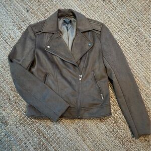 Faux suede moto jacket